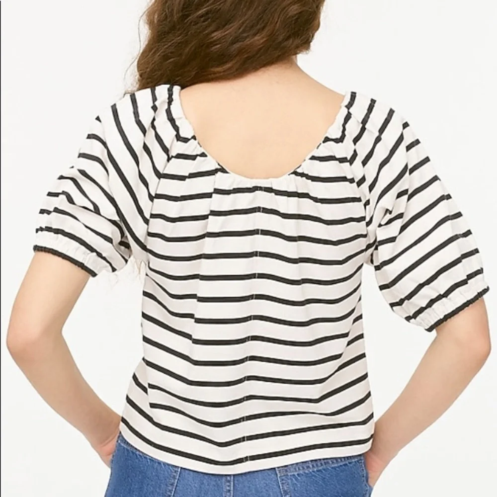 NWT J. Crew Mariner Cloth Puff Sleeve Top - Picture 3 of 7